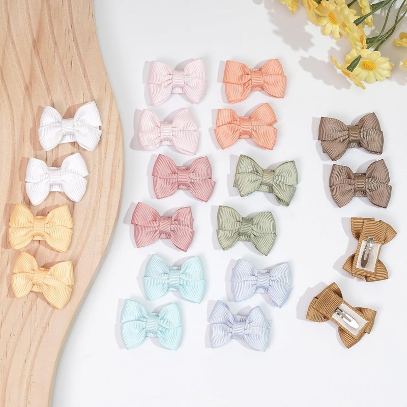 DED Baby Hair Clips 40 Pieces 20 Colors in Pairs Baby Bows Hair Pins Tiny 1.37" Hair Bows Alligator Clips for Girls Infants Toddlers - Image 4
